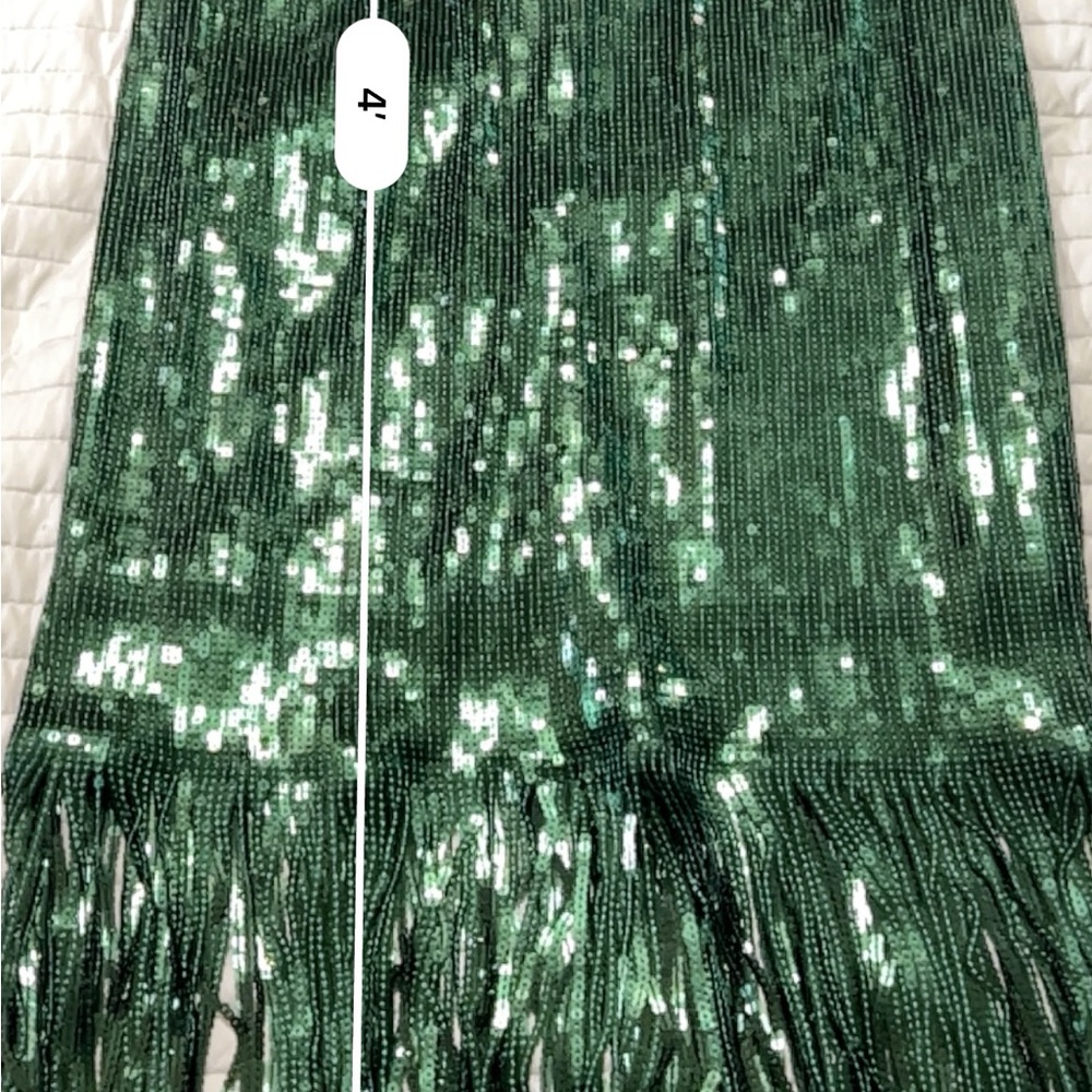 Lulus Green Sequin Fringe Dress L - Picture 8 of 11